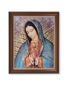 13 1/2" x 16 9/16" Walnut Finished Frame with 11" x 14" Our Lady of Guadalupe Textured Art