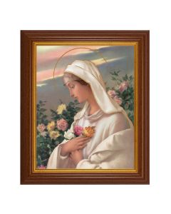 10 1/2" x 12 1/2" Walnut Finish Beveled Frame with 8" x 10" Mystical Rose Textured Art