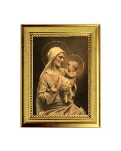 6 3/4" X 8 3/4" Gold Leaf Finish Frame with 5" X 7" Mother of Divine Christ Textured Art