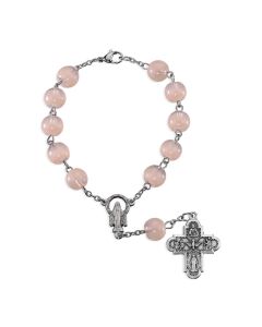 10mm Tangerine Cat's Eye Auto Rosary with O.L.G. and 4 way Cruciform Medal
