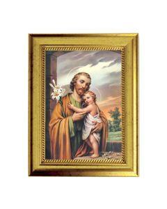 6 3/4" X 8 3/4" Gold Leaf Finish Frame with 5" X 7" Saint Joseph Textured Art