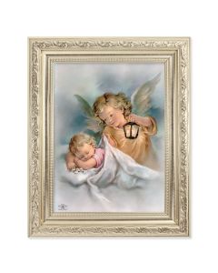 8.25" x 10.25" Silver Ornate Frame with a 6" x 8" Guardian Angels with Lantern Print