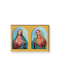 2" x 3" Sacred Heart of Jesus and Immaculate Heart of Mary Magnetic Laminated Plaque