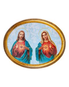The Sacred Hearts Oval Wood Plaque
