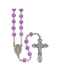 Amethyst Crackled Glass Bead Rosary
