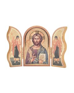 Christ the Teacher Standing Natural Wood Triptych