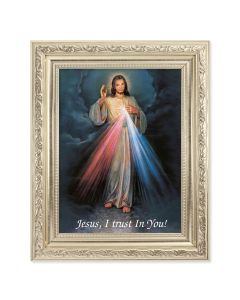 8.25" x 10.25" Silver Ornate Frame with a 6" x 8" Divine Mercy Print