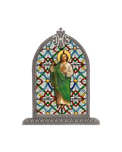 Saint Jude Silver Arch Framed Liturgical Glass Art-P65