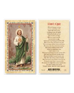 St Jude - Don't Quit Laminated Holy Card. Inc. of 25