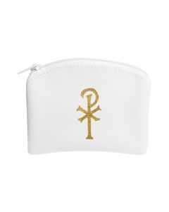 White Zippered  Rosary Case-Inc. of 6-P65