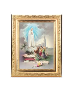 8 1/4" x 10 1/4" Gold Ornate Frame with a 6" x 8" Our Lady of Fatima Print