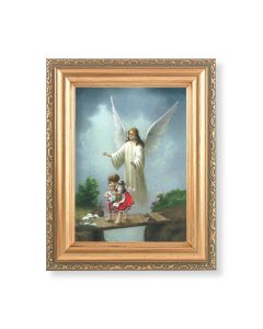 5.5" x 7" Antique Gold Frame with a Guardian Angel Print