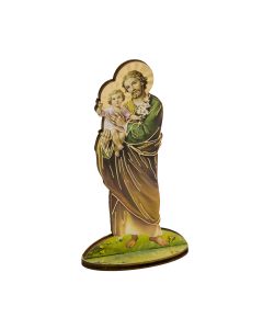 6" Saint Joseph Laser Cut Wood Statue with Biography