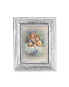 3 3/4" x 4 1/2" Silver Frame with a Guardian Angel Print-P65