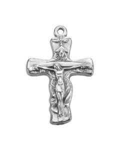 3/4" Antiqued Silver Oxidized Trinity Crucifix