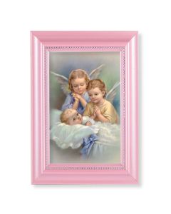 5 1/2" x 7" Pink Frame with Guardian Angels Print