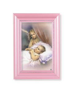 5 1/2" x 7" Pink Frame with Guardian Angel Print