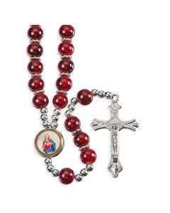Marbleized Maroon Bead Rosary-P65