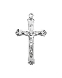 2" Silver Oxidized Crucifix with Flowered Tips