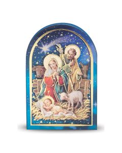 2 1/2" x 3 1/2" Nativity with Lamb Arched Standing Plaque