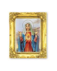 3" x 2" Antique Gold Frame with Immaculate Heart of Mary Print-P65