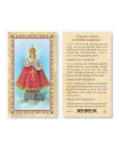 Novena of Childlike Confidence - Infant of Prague Laminated Holy Card. Inc. of 25