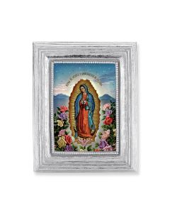 3 3/4" x 4 1/2" Silver Frame with a Our Lady of Guadalupe Print-P65