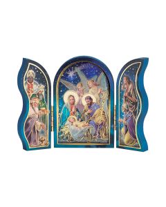 The Nativity with Two Angels Wood Triptych