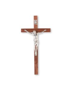 10" Walnut Wood Cross with Fine Pewter Corpus