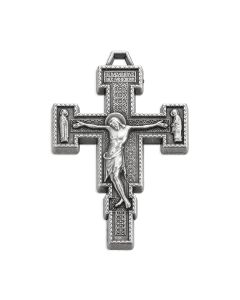 2" Antiqued Silver Oxidized Cimabue Crucifix