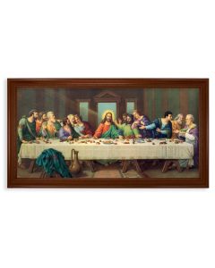 24" x 44" Walnut Finished Beveled Frame with a Zabateri: Last Supper Canvas