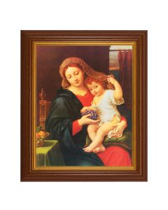 10 1/2" x 12 1/2" Walnut Finish Beveled Frame with 8" x 10" Mignard: Madonna of Grapes  Textured Art