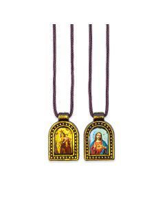 Gold Plastic Scapular with Colored Images-P65