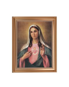 13 1/2" x 16 9/16" Gold Leaf Antique Finished Frame with 11" x 14" La Fuente: Immaculate Heart of Mary Textured Art