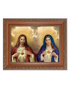 8.25" x 10.25" Ornate Wood Frame with a 6" x 8" The Sacred Hearts Print