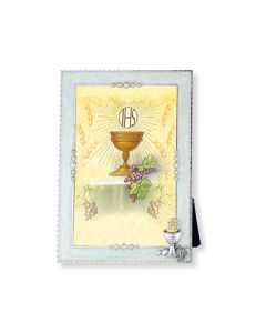 White Pearlized Communion Chalice with Grapes Photo Frame-P65