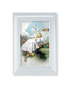 5 1/2 X 7" Pearlized White Frame with a Baptism Print