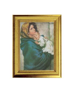 6 3/4" X 8 3/4" Gold Leaf Finish Frame with 5" X 7" Madonna of The Street Textured Art