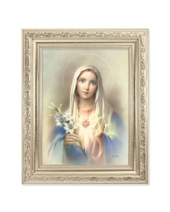 8.25" x 10.25" Silver Ornate Frame with a 6" x 8" Immaculate Heart of Mary Print