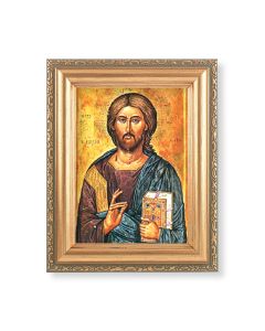 5.5" x 7" Antique Gold Frame with a Christ All Knowing Print