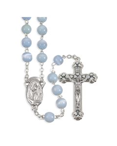 Light Blue Cat's Eye Glass Bead Rosary