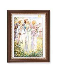 13 1/2" x 16 9/16" Walnut Finished Frame with 11" x 14" Three Angels Textured Art