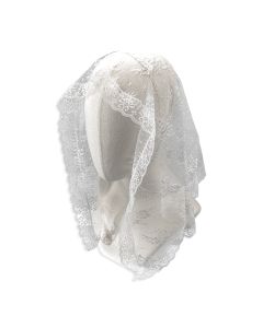 White Mantilla Fine Floral Lace Head Covering