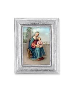 3 3/4" x 4 1/2" Silver Frame with a Saint Anne Print-P65