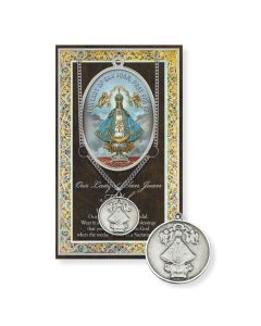 Our Lady of San Juan Genuine Pewter Medal on a 18" Chain with Biography and Picture Folder