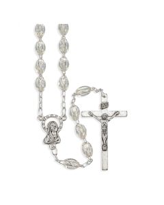 Oval Crystal Plastic Bead Rosary