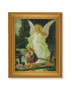 10" x 12" Gold Leaf Finish Beveled Frame with 8" x 10" Guardian Angel Textured Art