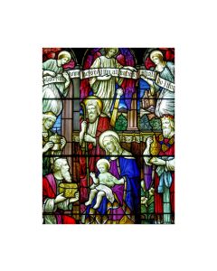 12" x 15 3/4" Vinyl Window Cling with Image of the Holy Family, Kings and Angels