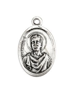 1" Oval Antiqued Silver Oxidized Saint Genesius Medal
