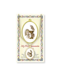 First Communion Girl Epoxied Medal and a 18" Chain